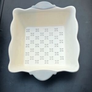 White and Gray Square Ceramic Dish
